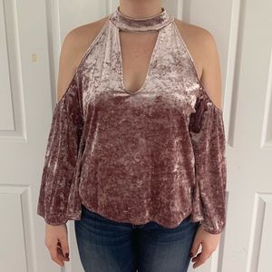 Crushed Velvet Off The Shoulder Top